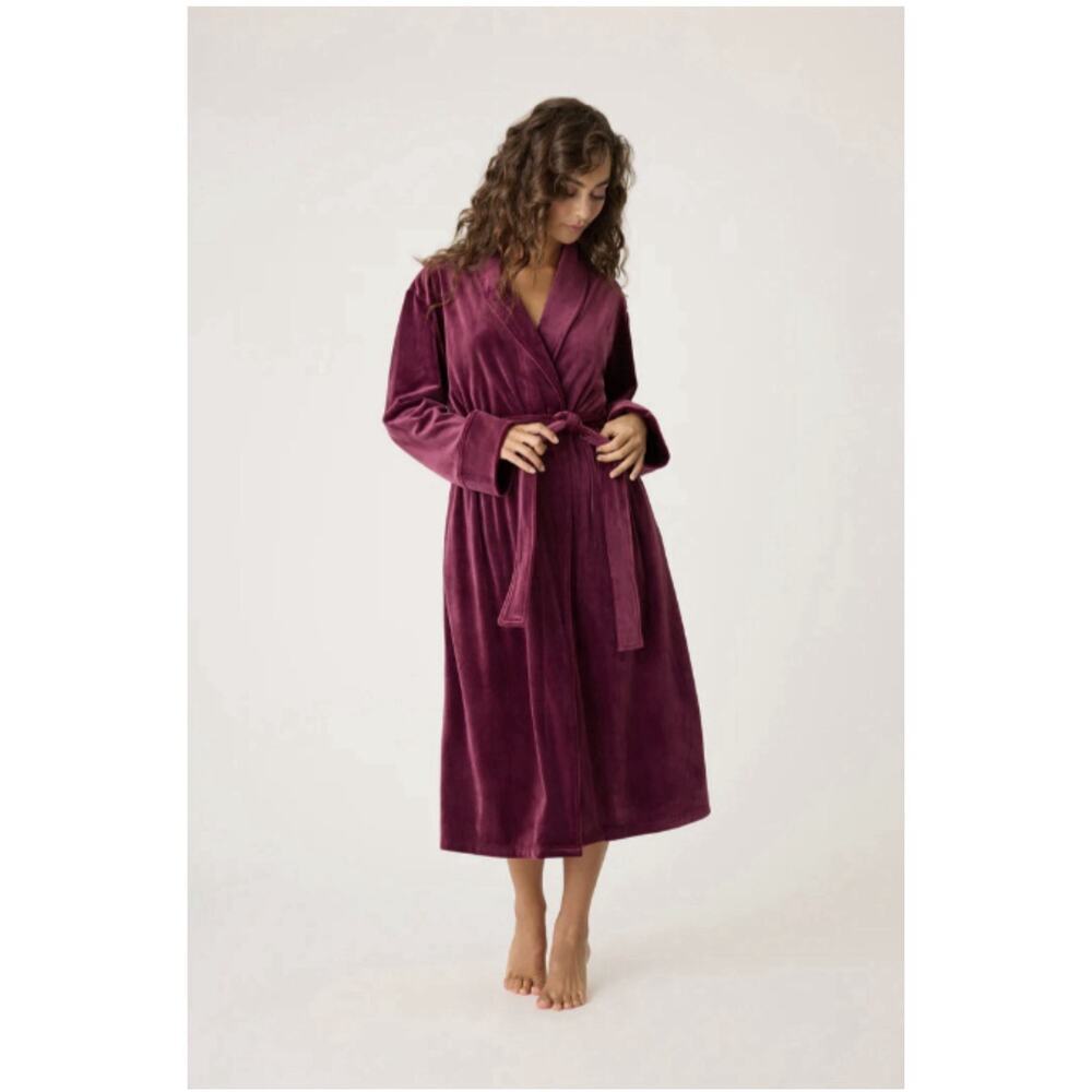 Pj Salvage Velvety Velour Plush Robe Sweet Dreams Sz M RPPVR Bordeaux $139 NWT